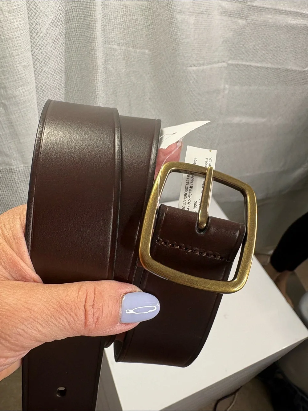 J. Crew Men's Dark Brown Leather Belt with Brass Buckle NWT. Size 38